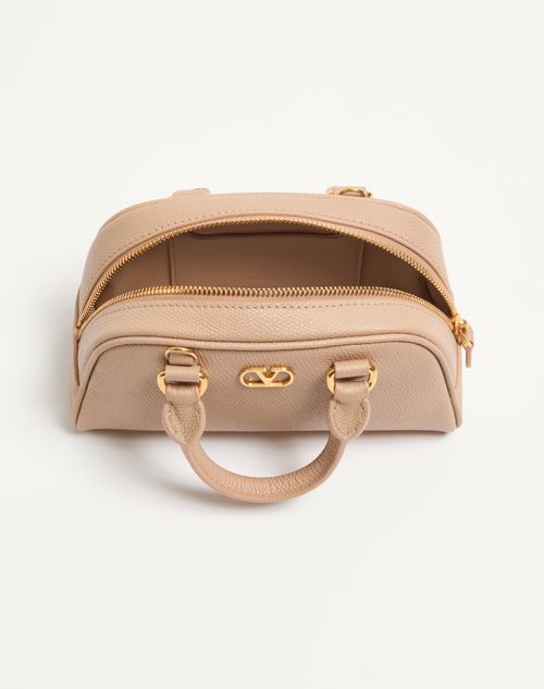 Valentino Garavani - Mini Vlogo Signature Bowling Bag In Grainy Calfskin - Rose Sand - Woman - Top Handle Bags